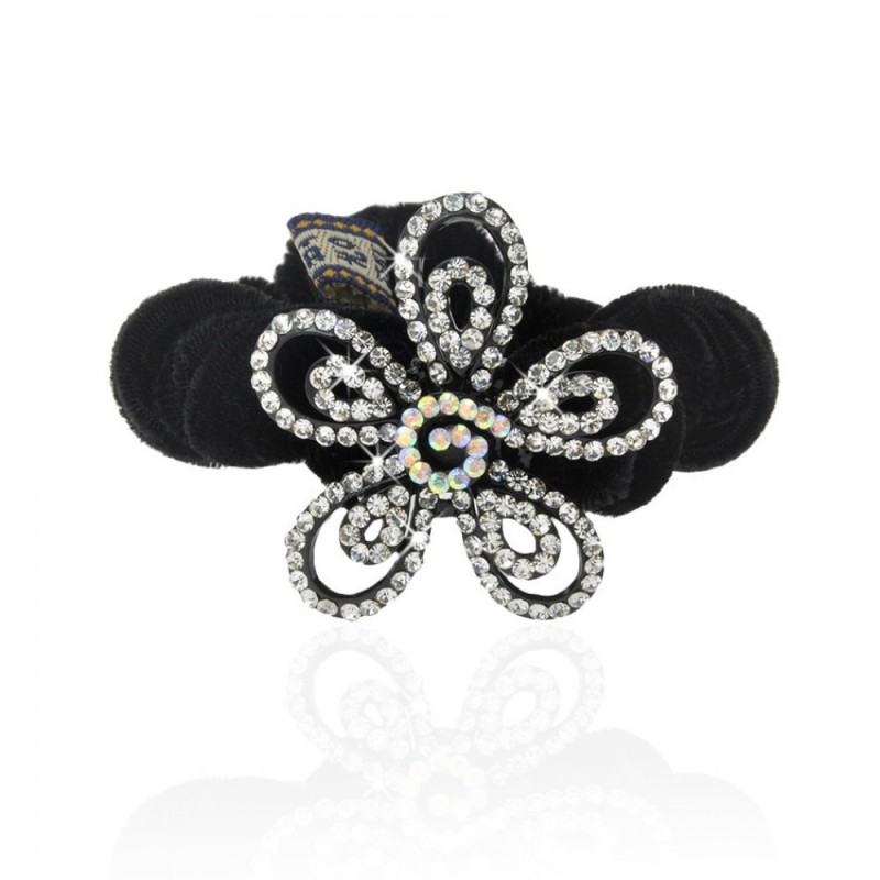 Велюровая резинка для волос с украшением (6023) вариант 01