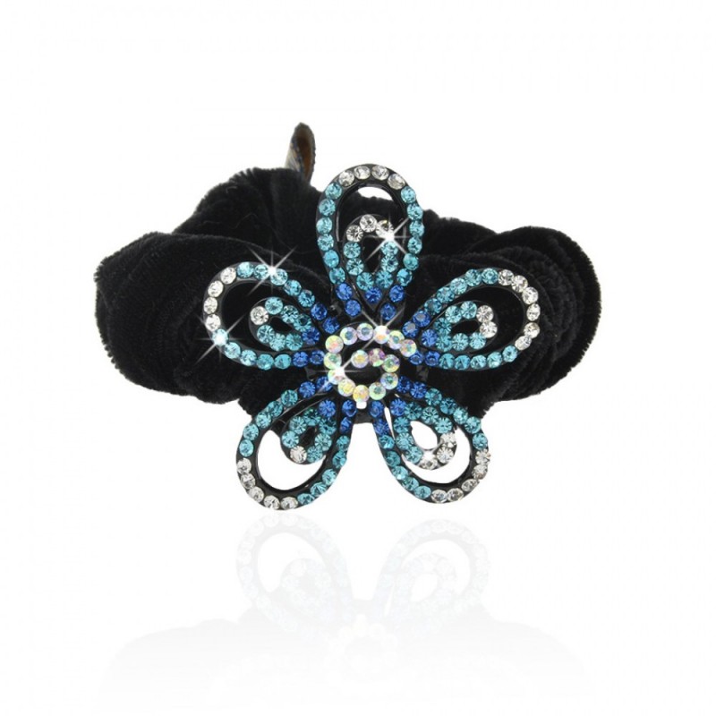 Велюровая резинка для волос с украшением (6023) вариант 03