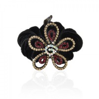 Велюровая резинка для волос с украшением (6023) вариант 06