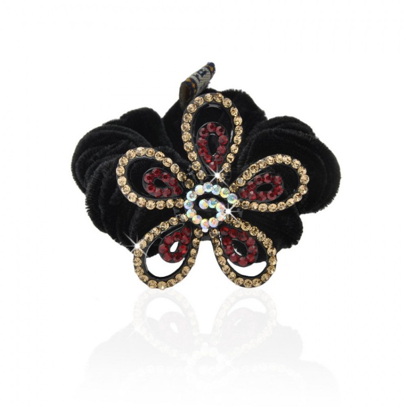 Велюровая резинка для волос с украшением (6023) вариант 06