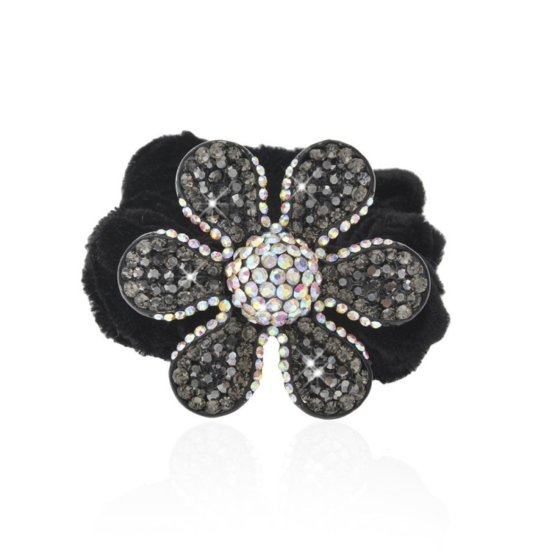 Велюровая резинка для волос с украшением (9219) вариант 03