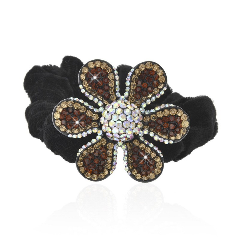 Велюровая резинка для волос с украшением (9219) вариант 04