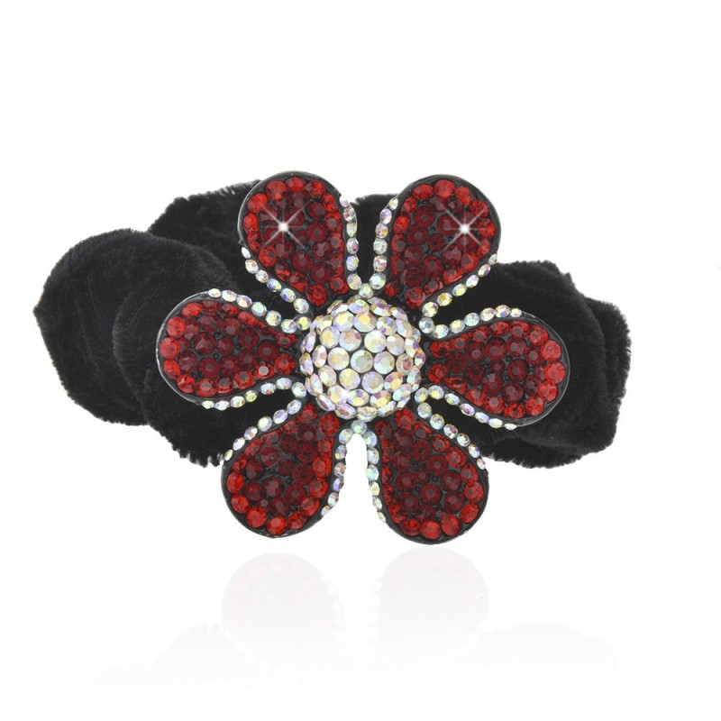 Велюровая резинка для волос с украшением (9219) вариант 06