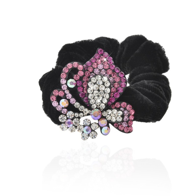 Велюровая резинка для волос с украшением (9220) вариант 06