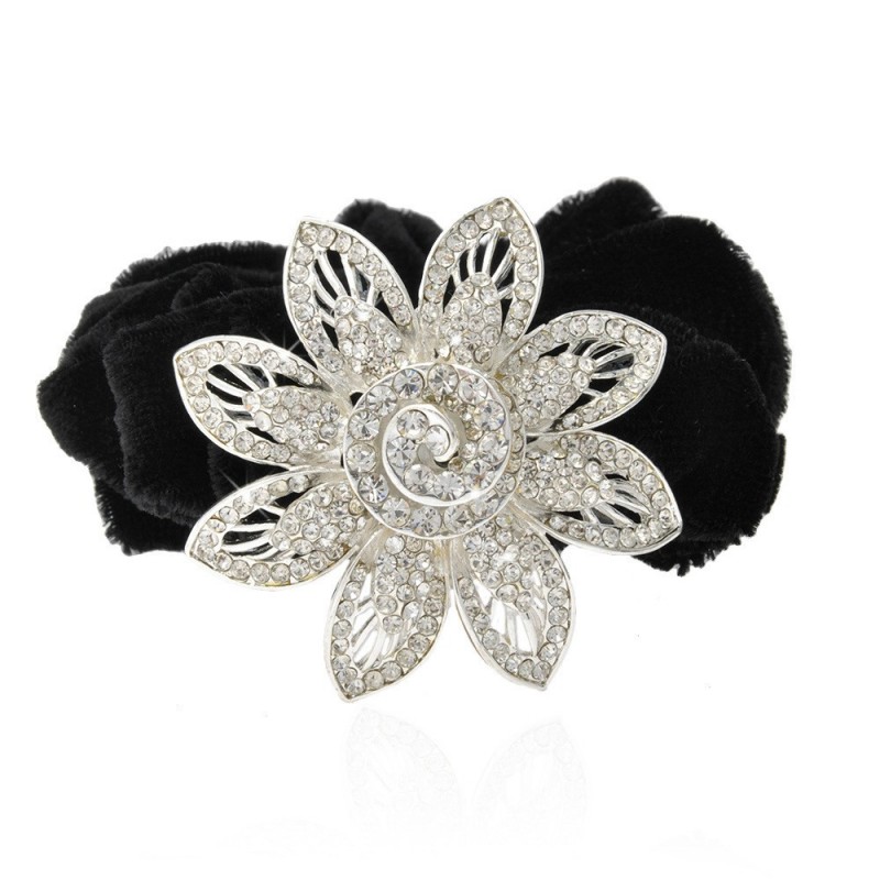 Велюровая резинка для волос с украшением (9432) вариант 03