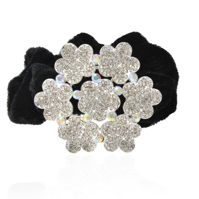 Велюровая резинка для волос с украшением (9436) вариант 02