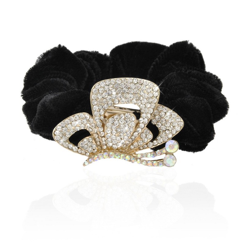 Велюровая резинка для волос с украшением (9442) вариант 02