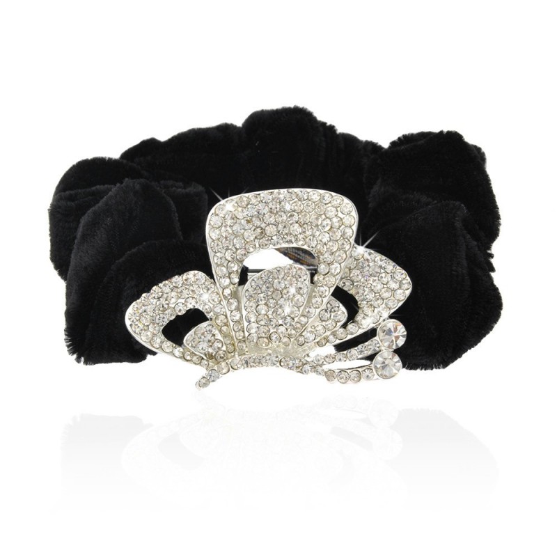 Велюровая резинка для волос с украшением (9442) вариант 03