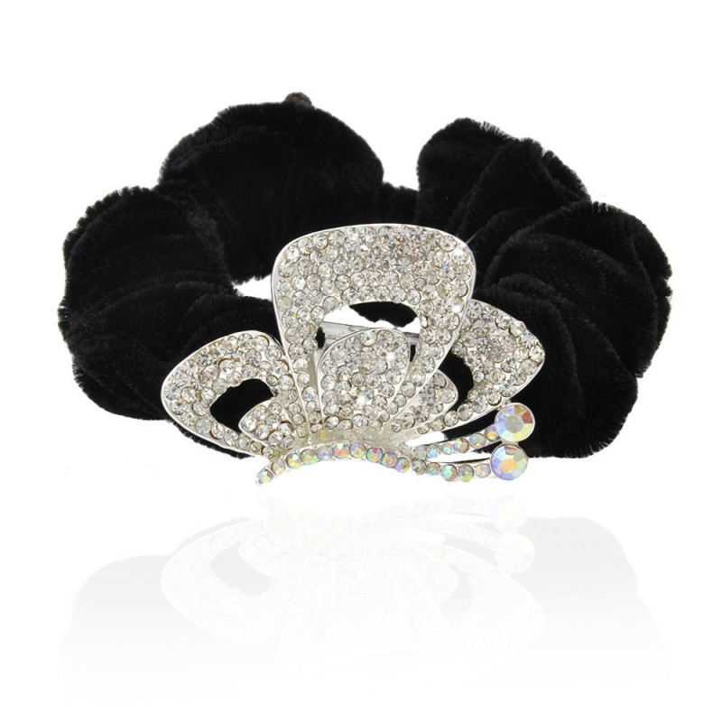 Велюровая резинка для волос с украшением (9442) вариант 04