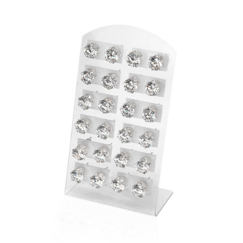 Набор сережек-гвоздиков пусетов 0.7см 12 пар серебристый (13233)