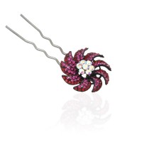 Шпилька для волос металлическая с украшениями из страз (14894) вариант 04