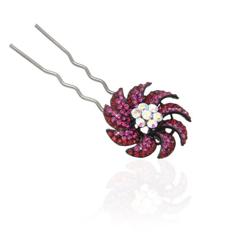 Шпилька для волос металлическая с украшениями из страз (14894) вариант 04