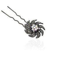 Шпилька для волос металлическая с украшениями из страз (14894) вариант 06