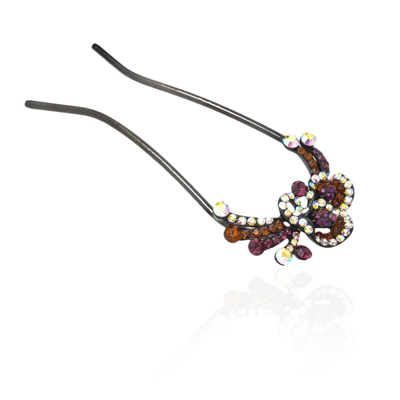 Шпилька для волос металлическая с украшениями из страз (1835) вариант 10
