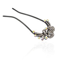 Шпилька для волос металлическая с украшениями из страз (1835) вариант 01