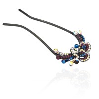 Шпилька для волос металлическая с украшениями из страз (1835) вариант 07