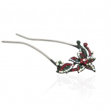 Шпилька для волос металлическая с украшениями из страз (1836)
