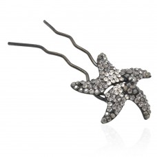 Шпилька для волос металлическая с украшениями из страз (1837) вариант 02