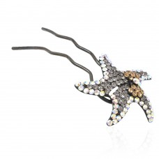 Шпилька для волос металлическая с украшениями из страз (1837) вариант 03