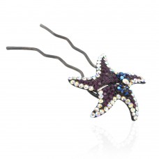 Шпилька для волос металлическая с украшениями из страз (1837) вариант 06