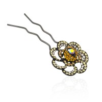 Шпилька для волос металлическая с украшениями из страз (1838) вариант 01