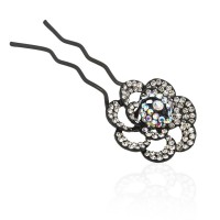 Шпилька для волос металлическая с украшениями из страз (1838) вариант 10