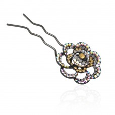 Шпилька для волос металлическая с украшениями из страз (1838) вариант 04
