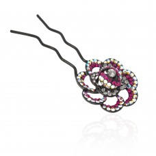 Шпилька для волос металлическая с украшениями из страз (1838) вариант 05