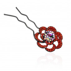 Шпилька для волос металлическая с украшениями из страз (1838) вариант 06