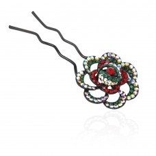 Шпилька для волос металлическая с украшениями из страз (1838) вариант 07