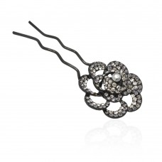 Шпилька для волос металлическая с украшениями из страз (1838) вариант 09