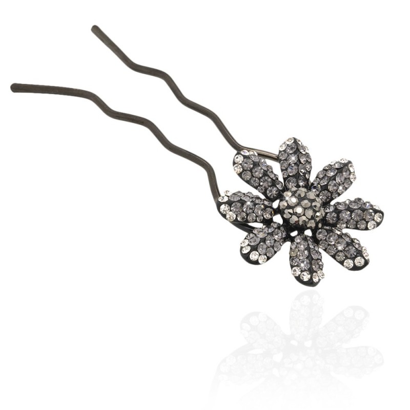 Шпилька для волос металлическая с украшениями из страз (1839) вариант 10