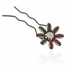 Шпилька для волос металлическая с украшениями из страз (1839) вариант 07