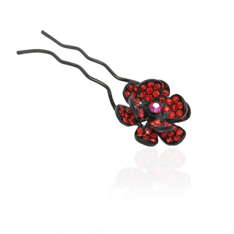 Шпилька для волос металлическая с украшениями из страз (1840) вариант 01