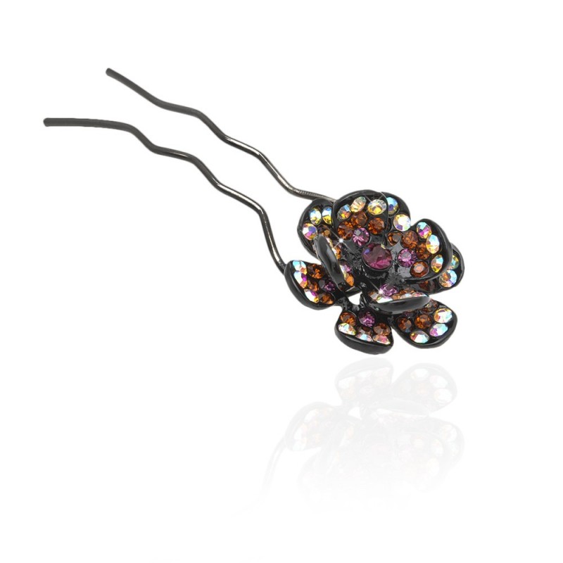 Шпилька для волос металлическая с украшениями из страз (1840) вариант 07