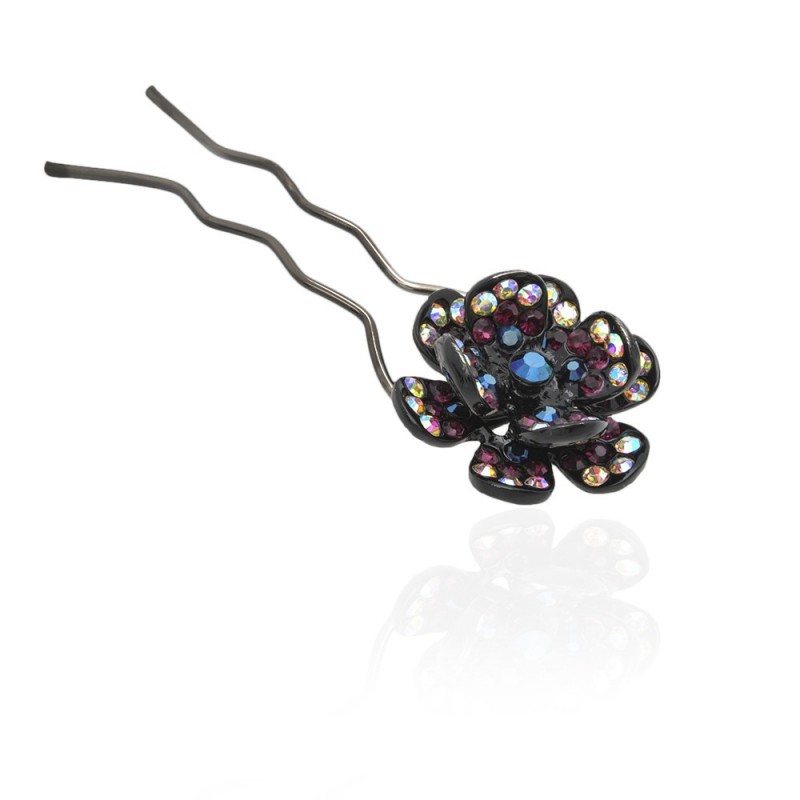 Шпилька для волос металлическая с украшениями из страз (1840) вариант 08