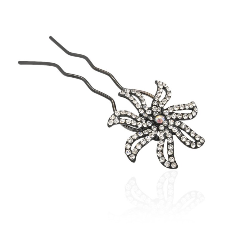 Шпилька для волос металлическая с украшениями из страз (1842) вариант 10