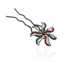 Шпилька для волос металлическая с украшениями из страз (1842) вариант 03