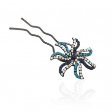 Шпилька для волос металлическая с украшениями из страз (1842) вариант 05