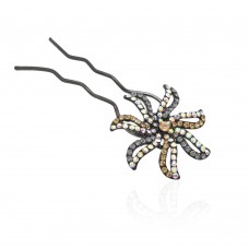 Шпилька для волос металлическая с украшениями из страз (1842) вариант 08