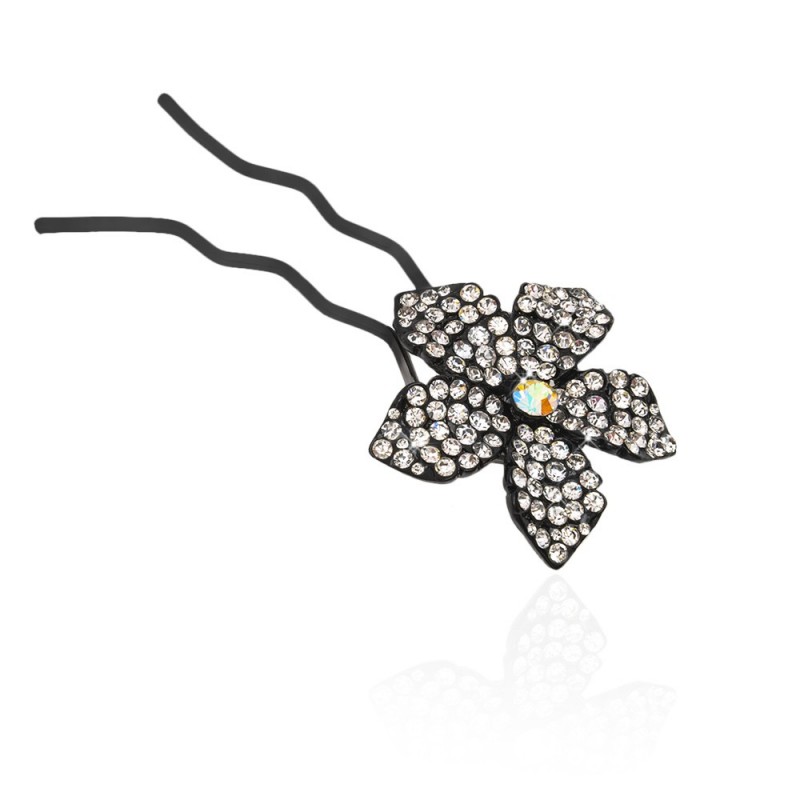 Шпилька для волос металлическая с украшениями из страз (1843) вариант 01