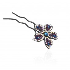 Шпилька для волос металлическая с украшениями из страз (1843) вариант 02