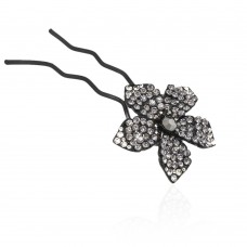 Шпилька для волос металлическая с украшениями из страз (1843) вариант 04