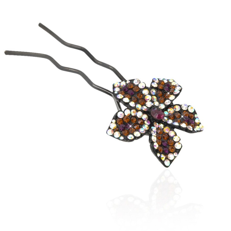 Шпилька для волос металлическая с украшениями из страз (1843) вариант 07