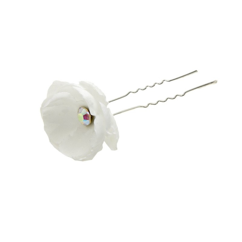 Набор заколок шпилек для волос с тканевым цветком Гвоздика 24шт (4412)