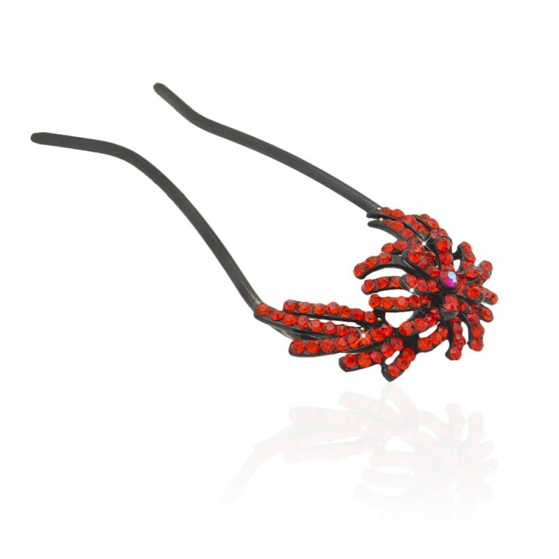 Шпилька для волос металлическая с украшениями из страз (8109) вариант 01