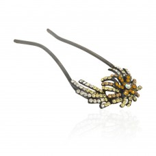 Шпилька для волос металлическая с украшениями из страз (8109) вариант 03