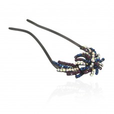 Шпилька для волос металлическая с украшениями из страз (8109) вариант 05