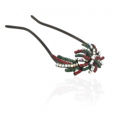 Шпилька для волос металлическая с украшениями из страз (8109) вариант 09