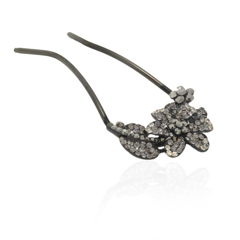 Шпилька для волос металлическая с украшениями из страз (8110) вариант 10